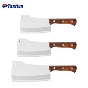 Stainless Steel Bone Cleavers with Red Hardwood Handle
