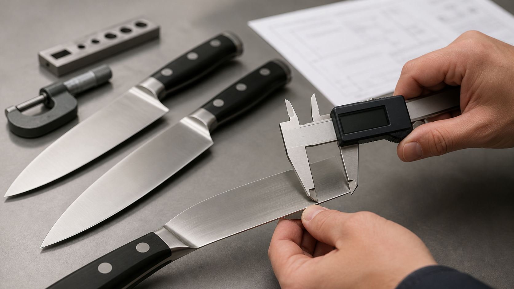 Illustration showing behind-the-edge thickness in relation to full blade geometry.