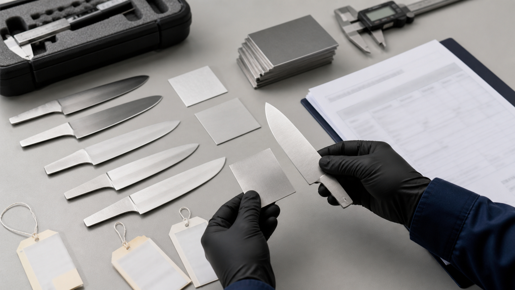 Illustration of material traceability records for kitchen knife sourcing.