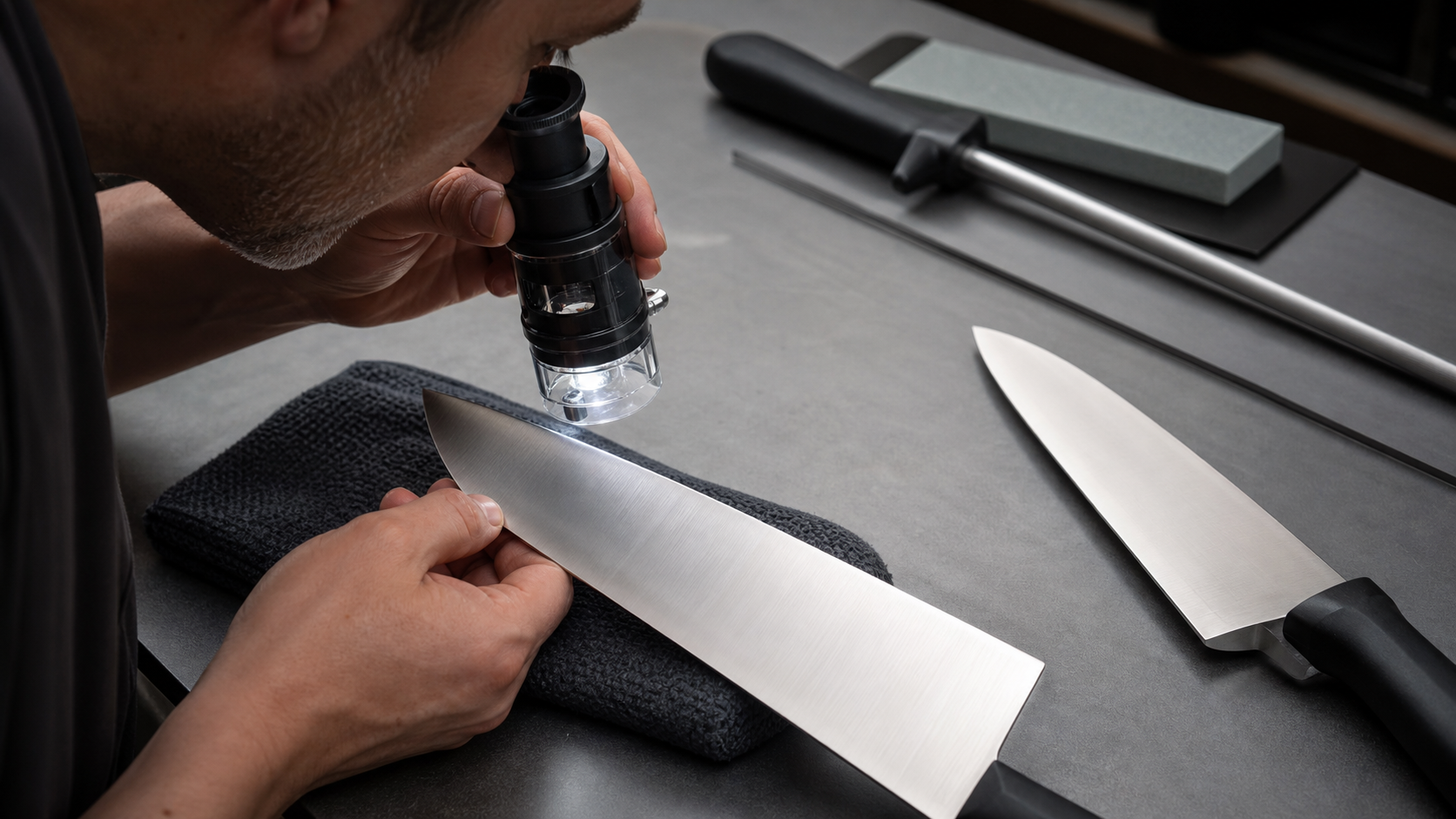 Illustration of knife edge wear and maintenance considerations.