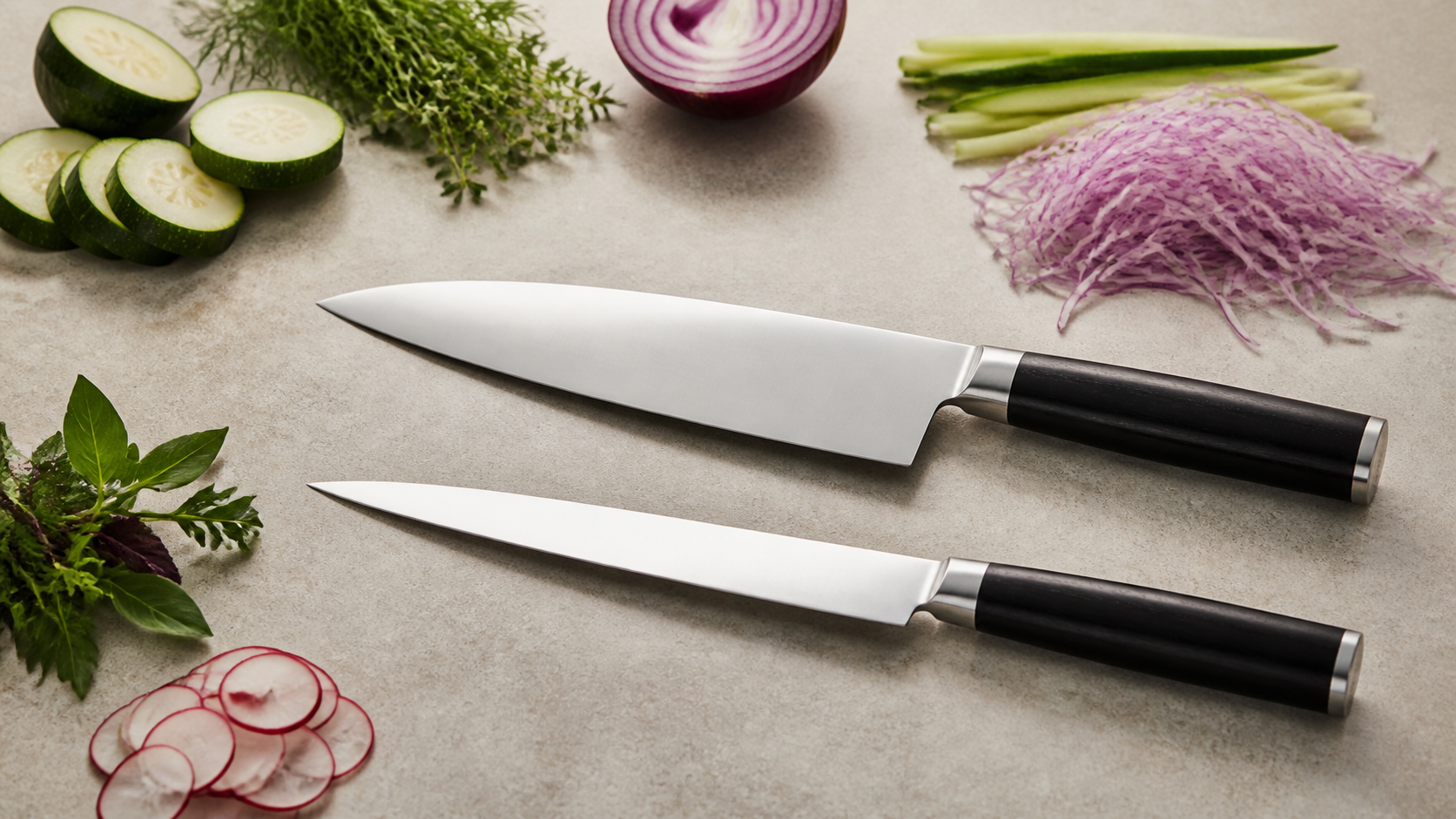 Illustration connecting knife geometry, intended use, and performance.