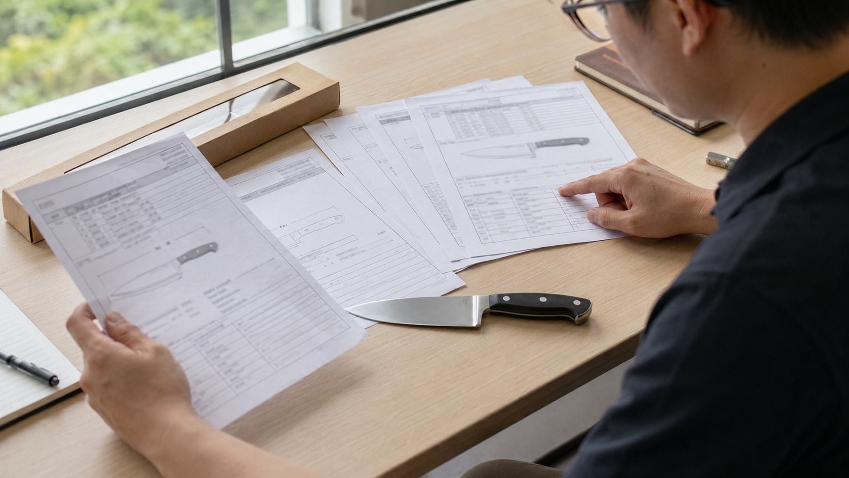Kitchen knife buyer comparing model information and document revisions