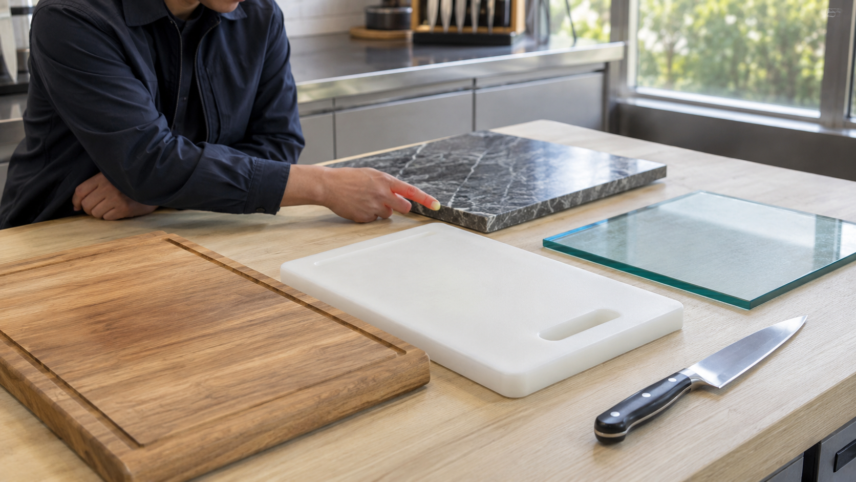 Cutting-board samples compared for hardness stiffness compliance and support